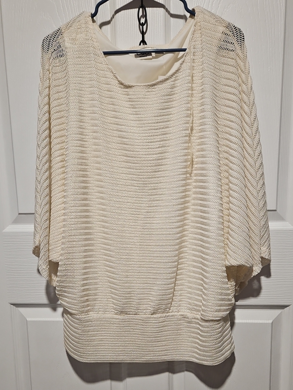Cato Cream Open-Knit Poncho Sweater
